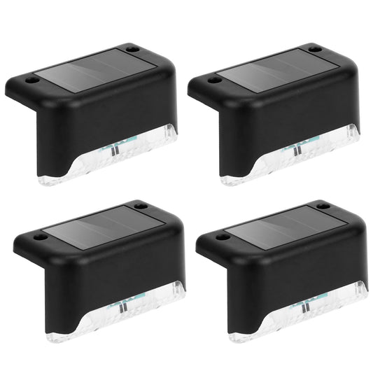 4 Pack Solar Powered LED Step Lights Outdoor Waterproof Dusk to Dawn Fence Stair Yard Railing Lights