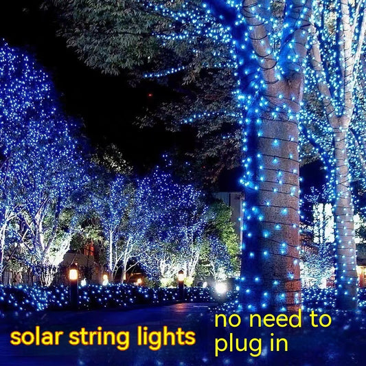 Solar Powered String Lights 8 Function LED Outdoor Waterproof Garden Fairy Lights for Patio Yard Decoration