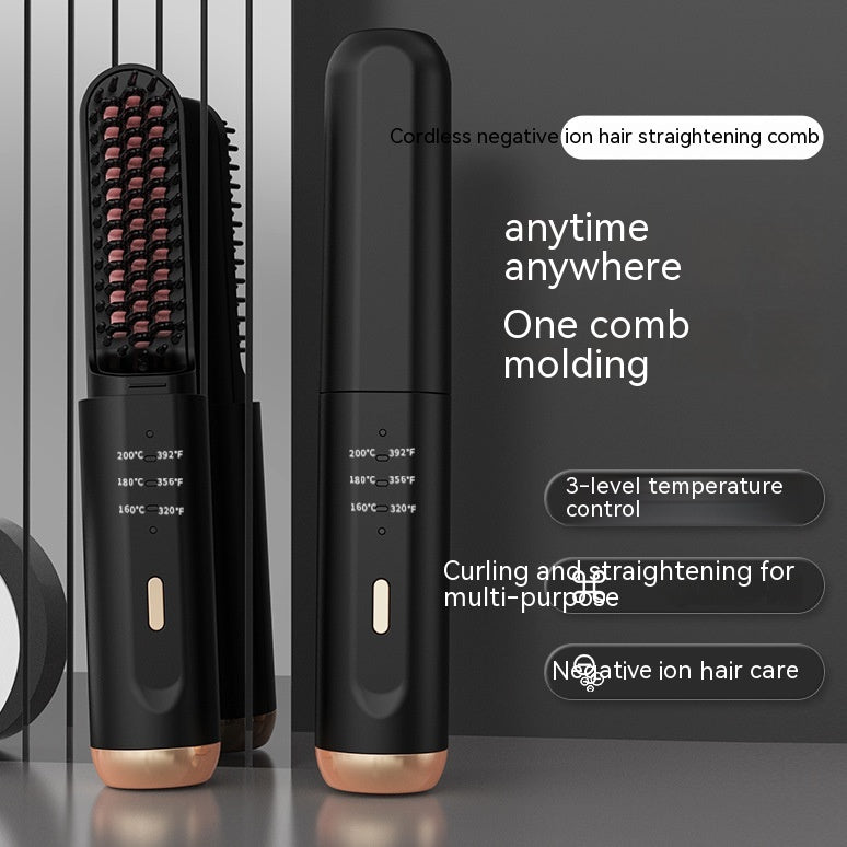 Wireless Negative Ion Hair Straightening Comb Portable Electric Hair Brush Fast Styling Tool