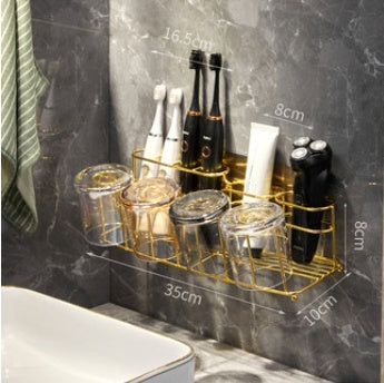 Electric Toothbrush Holder Shelf – Light Luxury Bathroom Storage Rack with Mouthwash Cup & Family Organizer Set