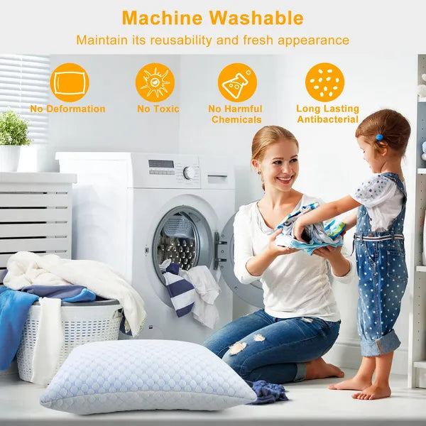 Cooling Memory Foam Bed Pillow Gel Infused Ventilated Breathable Heat Reducing Sleep Pillow Machine Washable