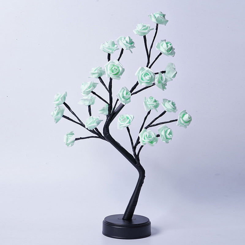 Flower Tree Rose Table Lamp Fairy LED Desk Night Light USB Powered Romantic Wedding & Valentine Decoration Gift