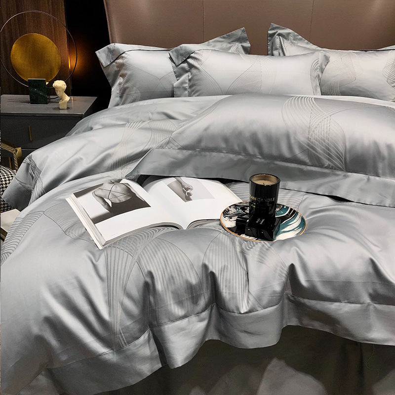 Four Piece Cotton Leopard Print Bedding Set Duvet Cover Stylish Luxury Bed Sheets Set for Bedroom Decor