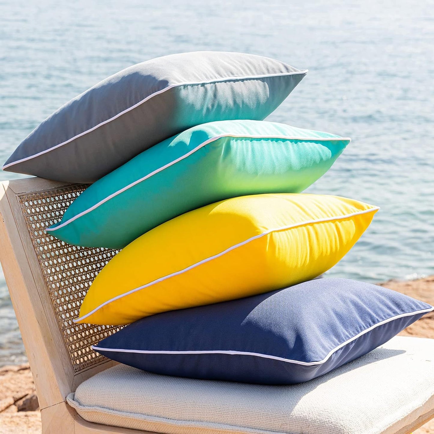 Outdoor Waterproof Throw Pillow Covers Solid Square Cushion Cases Patio Couch Tent Decorative Pillows
