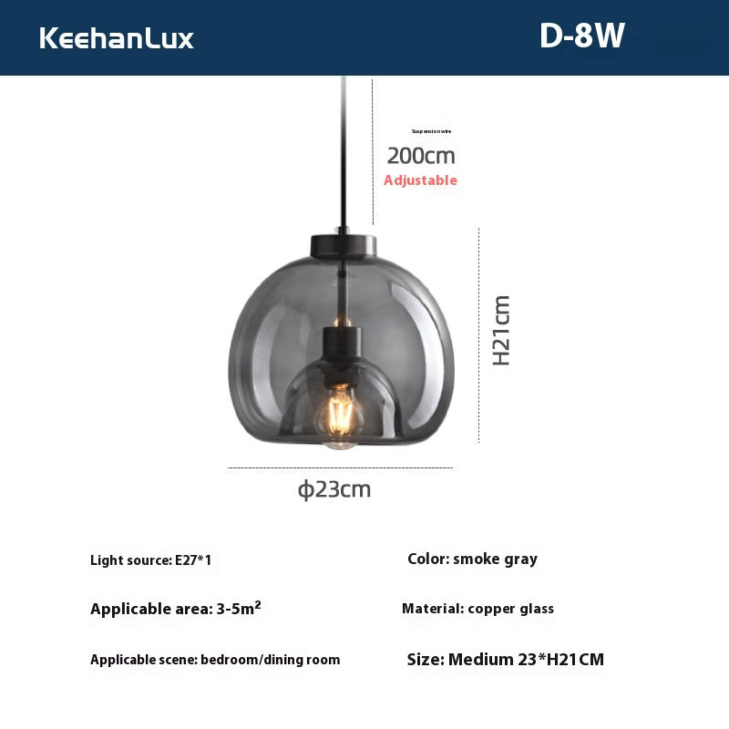 Modern Glass Droplight – Bedroom, Hotel & Bar Single Head Pendant Lamp