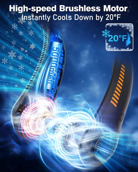 Portable Neck Fan Rechargeable 5-Speed Personal Wearable Fan with Neck Support Quiet Hands-Free Cooling for Travel