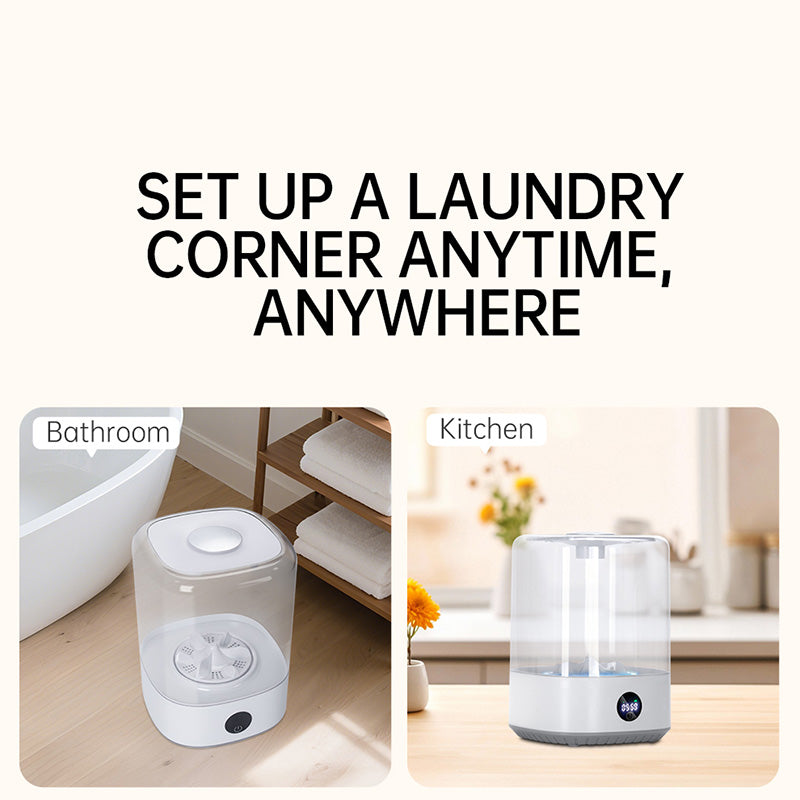 Portable Mini Washing Machine 4L USB Rechargeable Cordless Washer for Underwear Socks Baby Clothes Quiet Compact Travel Laundry Machine