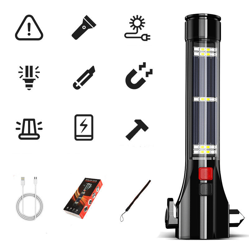 Multifunctional Strong Light Flashlight with Car Safety Cone LED Emergency Warning Light for Roadside and Outdoor Use
