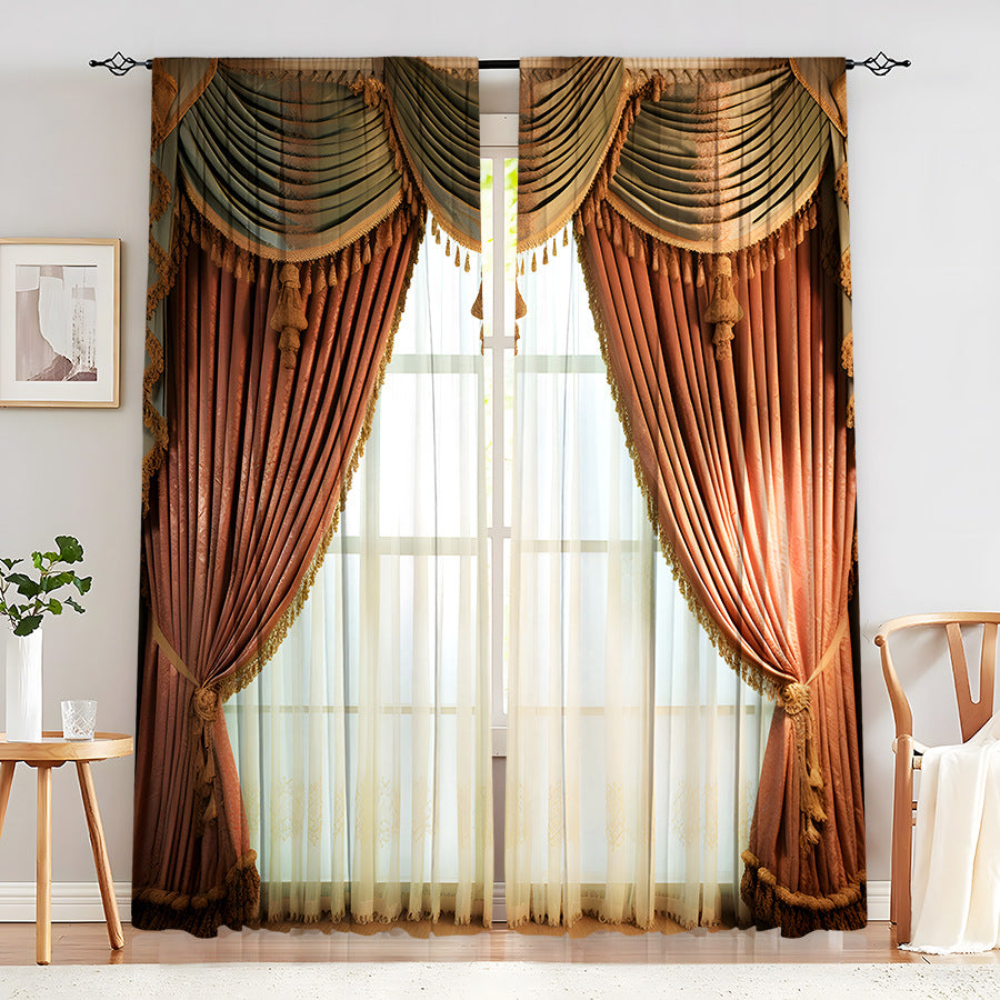 Creative Home European Flower Character Curtains Decorative Window Drapes for Living Room Bedroom Home Decor