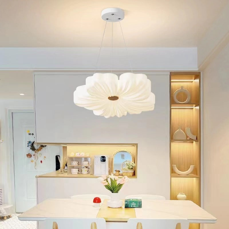 Cream Wind Flower Ceiling Lamp Petal Design Living Room Bedroom Modern Decorative Light