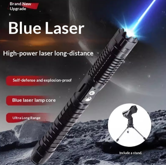 High Power Blue Laser Flashlight Outdoor Long Distance Illumination LED Torch for Camping and Emergency Use