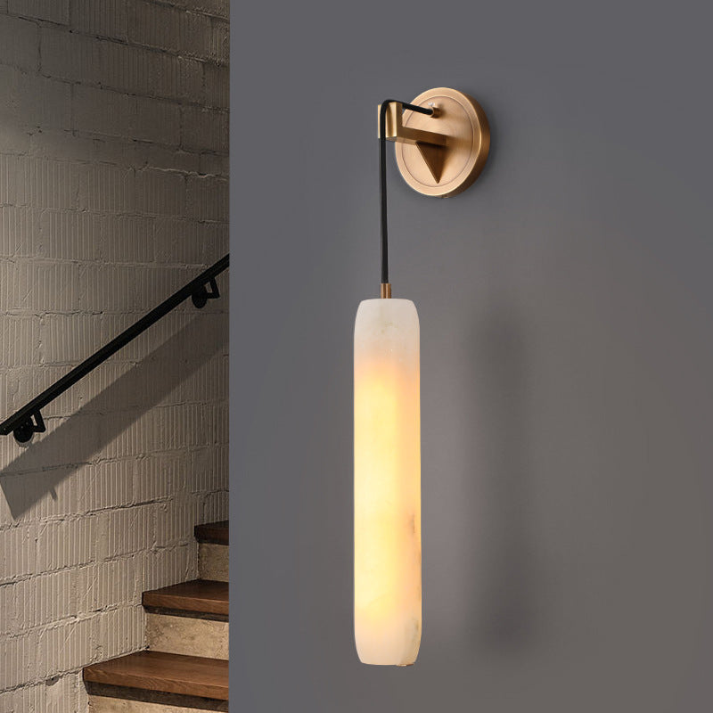 Natural Marble Strip Pendant Light – Bedroom Copper Droplight