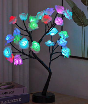 Flower Tree Rose Table Lamp Fairy LED Desk Night Light USB Powered Romantic Wedding & Valentine Decoration Gift