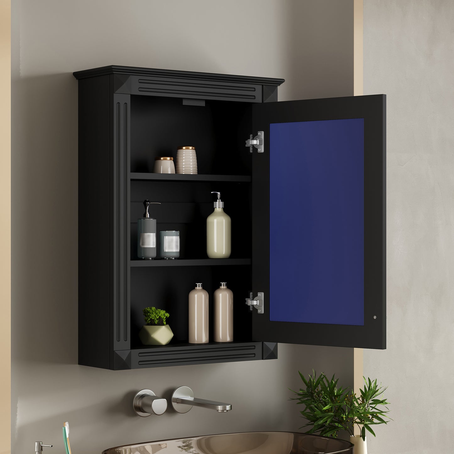 20 Inch Wall Mounted Bathroom Storage Cabinet with Mirror Medicine Cabinet with Adjustable Shelf Over Toilet Space Saver