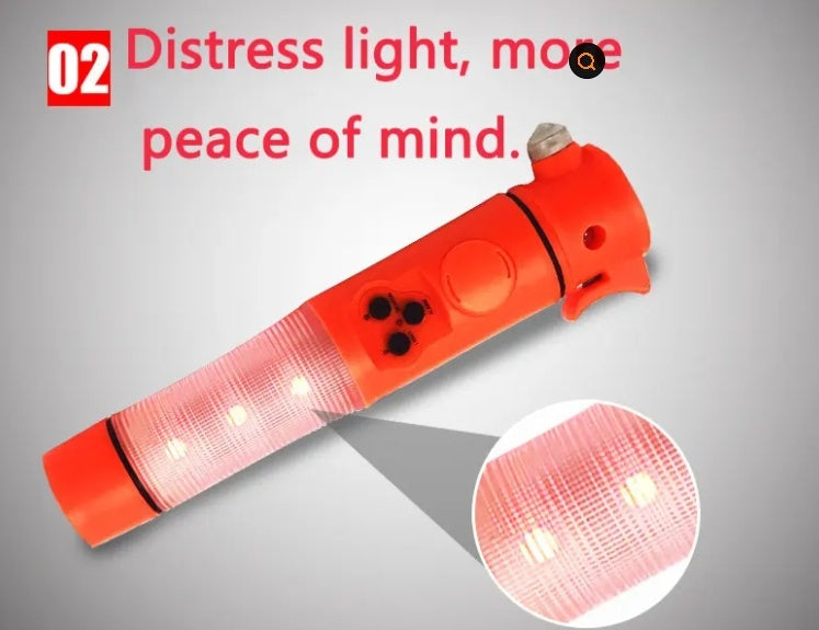 Multi-Functional Car Safety Hammer – Emergency Escape Tool with LED Flashlight (Red & Yellow)