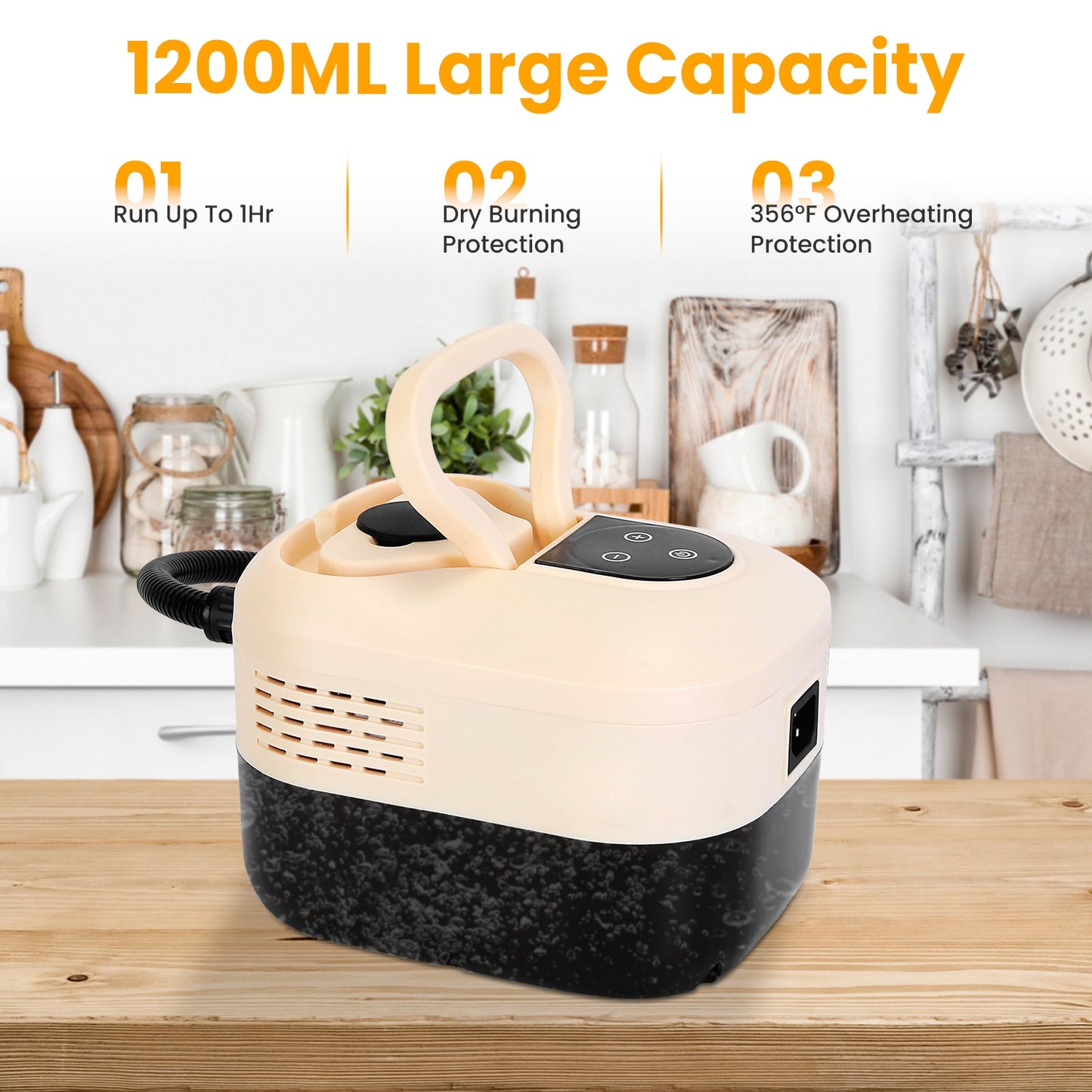 1500W Handheld Steam Cleaner High Temperature Pressure 1200ML Tank 6 Steam Levels with 8 Accessories for Home Car Tile and Sofa Cleaning