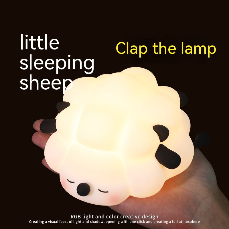 Cute Silicone Sheep Night Light Cartoon LED Bedroom Lamp Rechargeable Dimming Timer Kids Room Decor