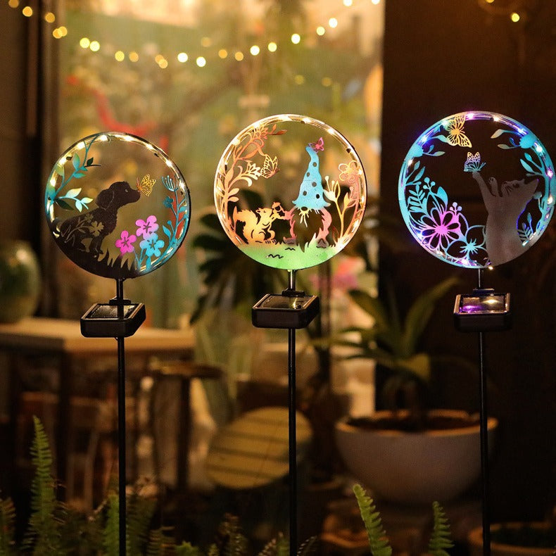 LED Wrought Iron Solar Garden Animal Ground Lamp Outdoor Decorative Atmosphere Landscape Light