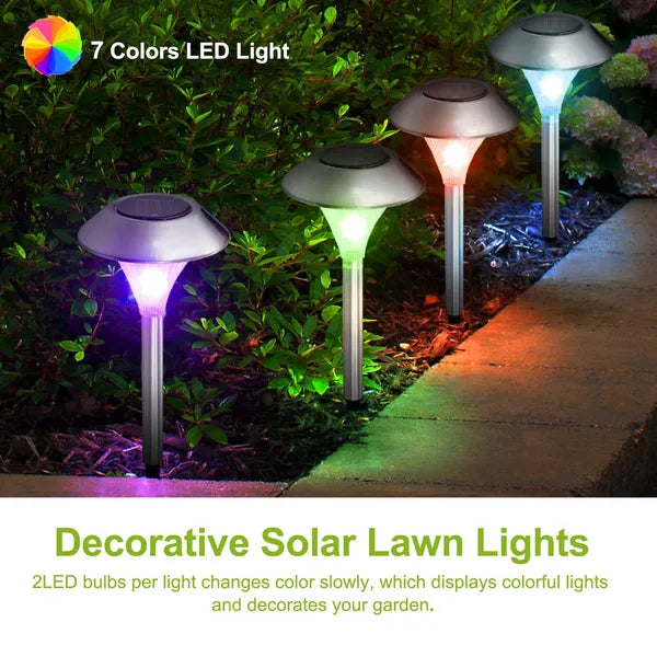 4-Pack Solar Garden Lights – Color Changing IP44 Waterproof Outdoor Pathway & Landscape Lamps