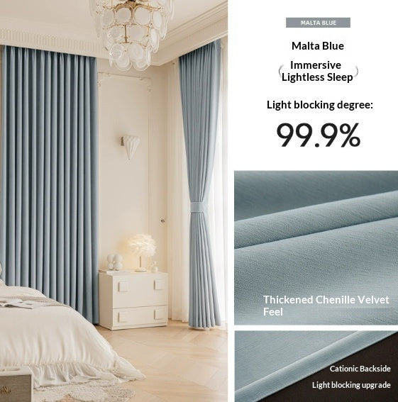 Master Blinds Chenille Curtains French Style Luxury Thick Blackout Drapes for Modern Home Decor