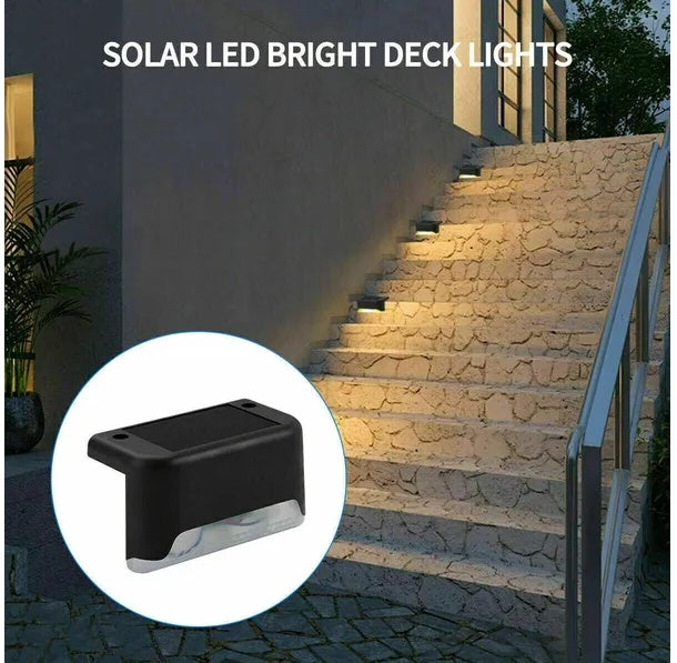 8 Pack Solar Deck Lights Outdoor Waterproof LED Step Lights for Stairs Fence Garden Lighting