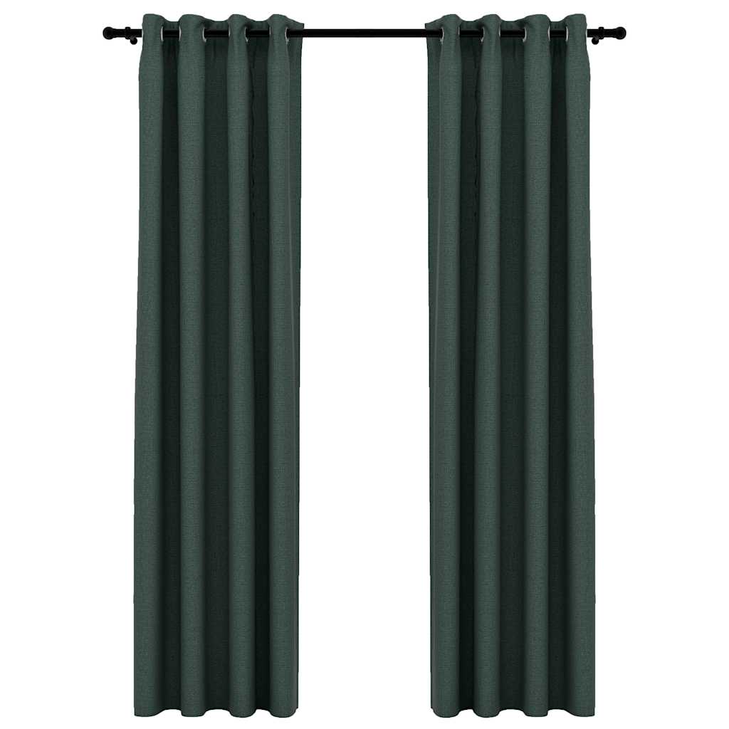 Linen Look Blackout Curtains with Eyelets – 2-Piece Room Darkening Drapes