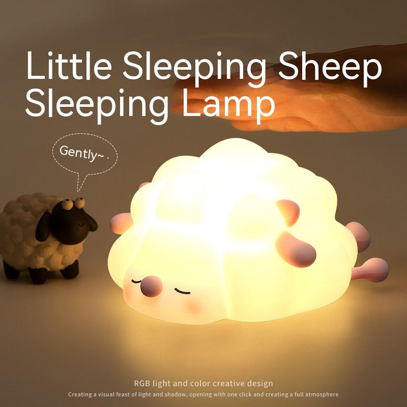 Cute Silicone Sheep Night Light Cartoon LED Bedroom Lamp Rechargeable Dimming Timer Kids Room Decor