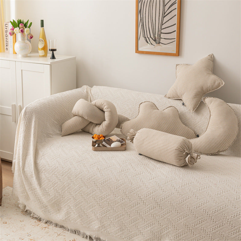 Cotton Linen Striped Cushion Throw Pillow for Sofa Home Decor
