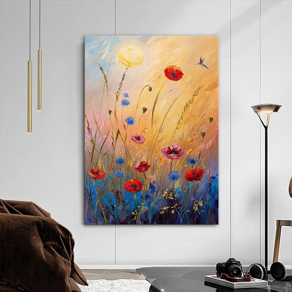 Handmade Abstract Flower Oil Painting – Canvas Wall Art for Living Room Home Decor (Frameless Unstretched Roll)