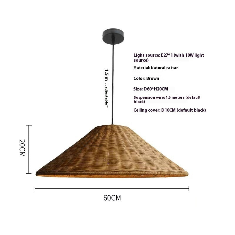 Bamboo Rattan Wabi-Sabi Pendant Light – Vintage Woven Ceiling Lamp