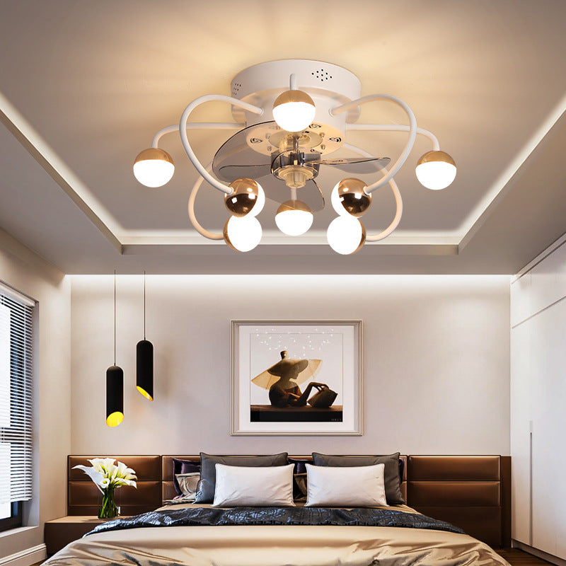 Invisible Ceiling Fan Light Modern Bedroom Dining Room LED Ceiling Fan Lamp With Remote Control