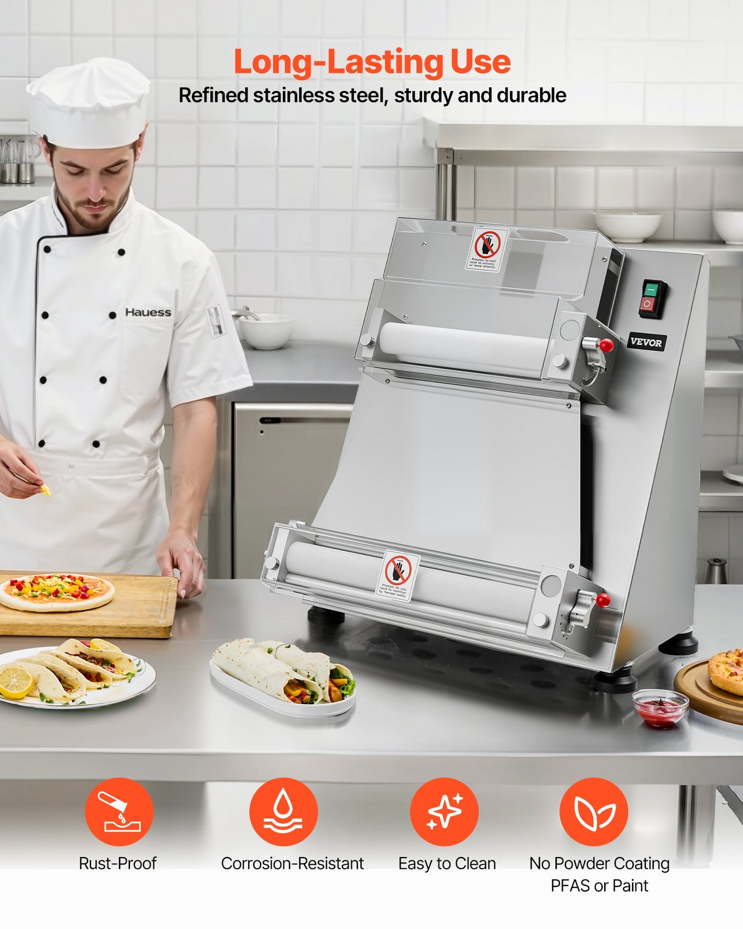 16 Inch Semi-Automatic Pizza Dough Roller Sheeter 390W Commercial Dough Press Machine for Bakery and Restaurant Use