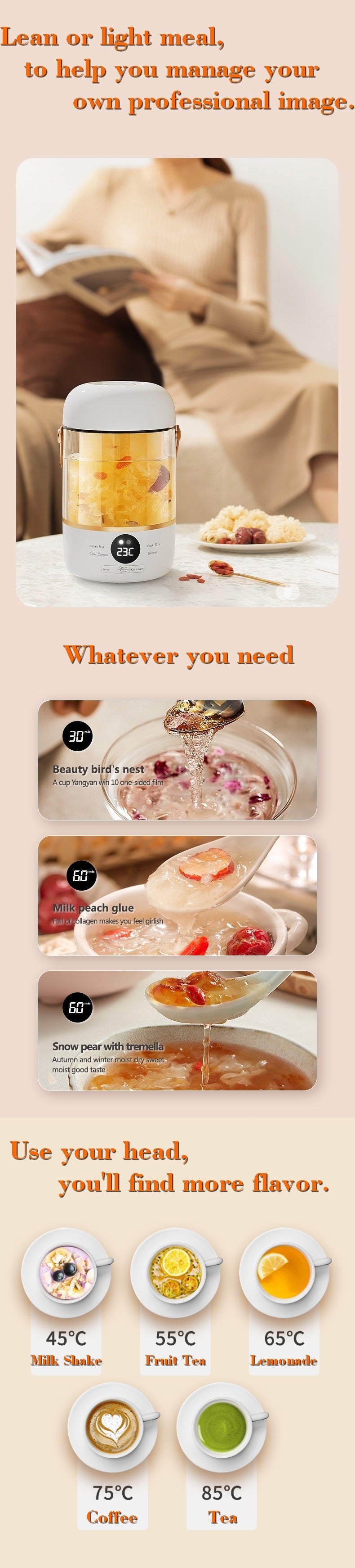110V220V Smart Electric Stew Cooker Personal Portable Electric Stew Pot for Home Travel Use