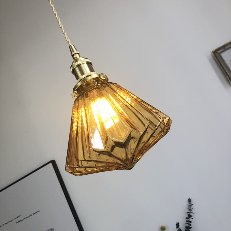 Japanese-Style Brass & Glass Pendant Light – Elegant Modern Ceiling Lamp