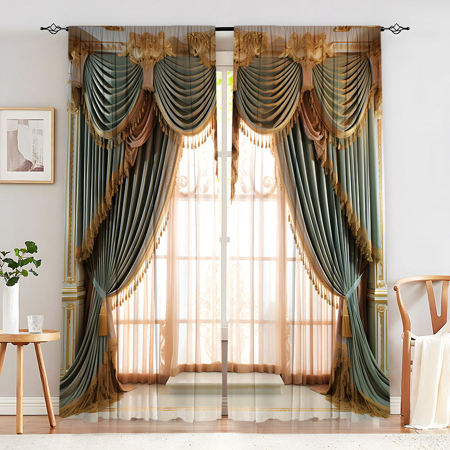 Creative Home European Flower Character Curtains Decorative Window Drapes for Living Room Bedroom Home Decor
