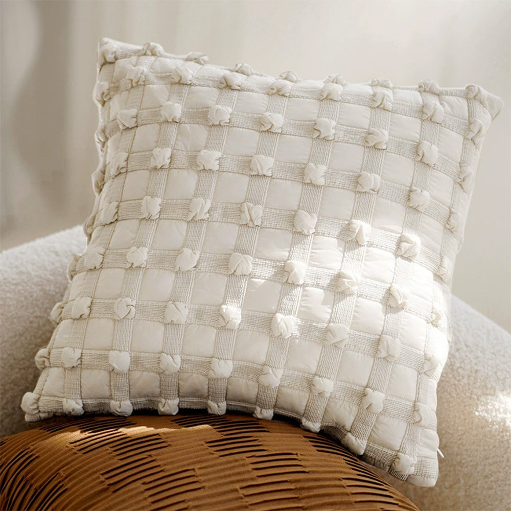 Linen Nordic Style Throw Pillow Covers with Tassel Caramel Color Geometric Retro Texture Cushion Case for Sofa Bedroom Living Room