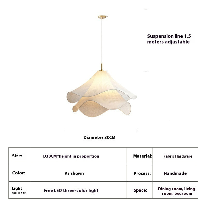 Nordic Cream Fabric Chandelier – High-End Modern Ceiling Light for Living Room, Bedroom & Dining Room