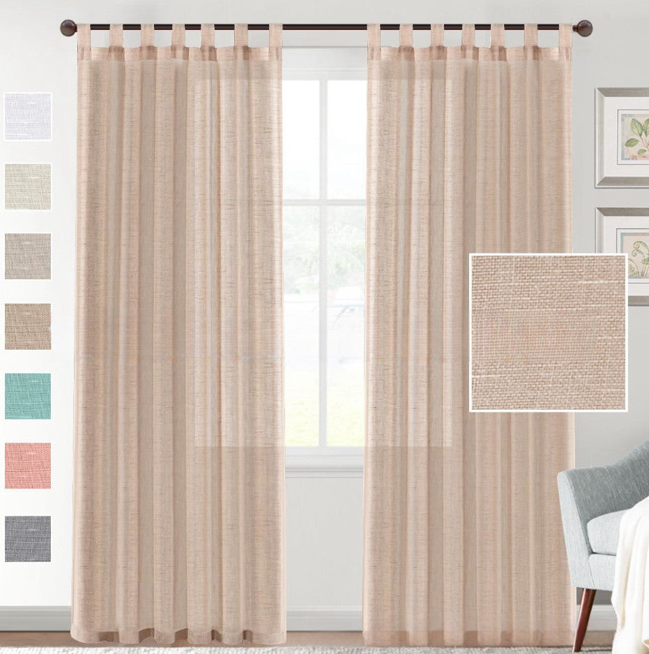 Linen Yarn Sheer Curtain Transparent Window Screen Light Filtering Drapes for Living Room Bedroom