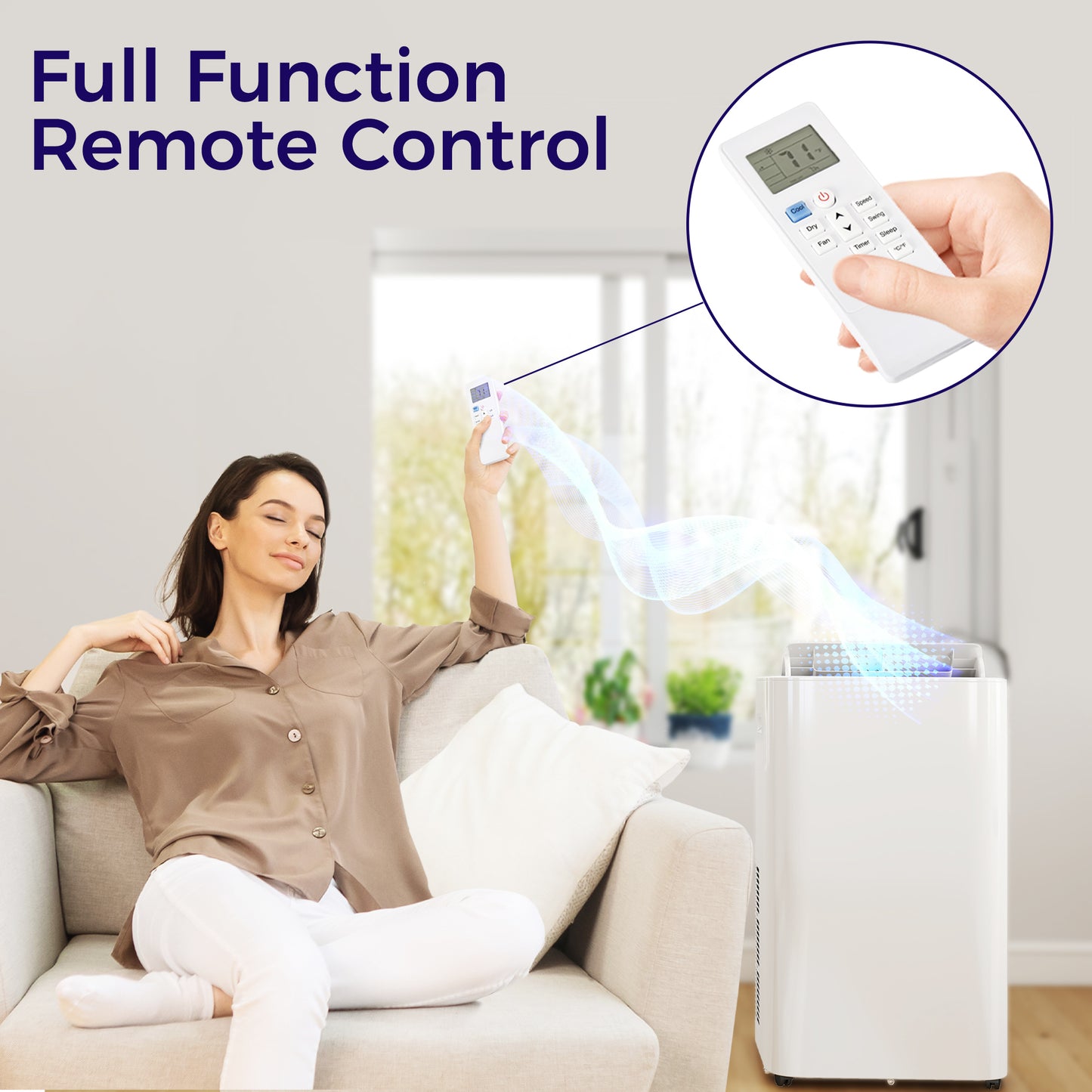 12000 BTU Portable Air Conditioner with Remote Control for Rooms up to 550 Sq Ft, Free Standing AC Unit with Dehumidifier, Fan Mode, 24H Timer & Window Kit