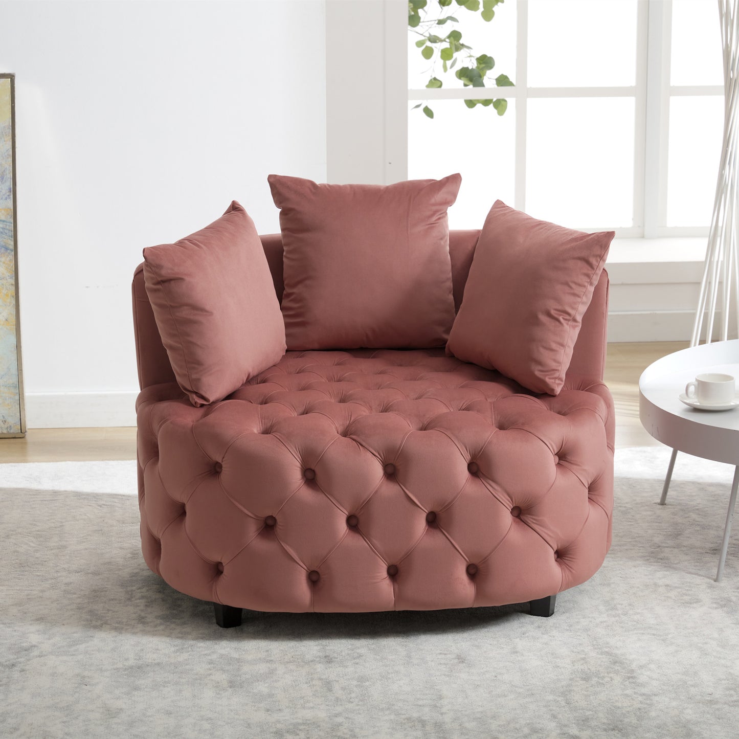 A&A Furniture Classic Barrel Accent Chair Modern Leisure Sofa Chair for Living Room Bedroom Stylish Upholstered Armchair
