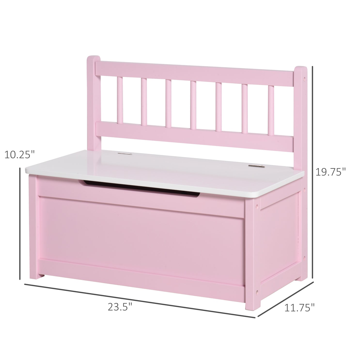Pink Toddler Toy Box Storage Bench 27L Kids Seating Storage Organizer for Bedroom & Playroom Furniture