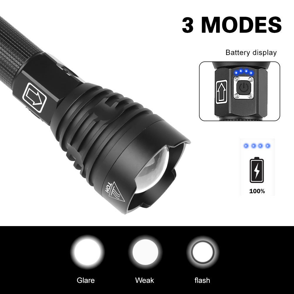 XHP90 LED Torch Lamp USB Rechargeable High Power Flashlight for Outdoor Camping and Emergency Use