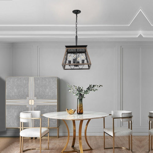 Farmhouse 4-Light Vintage Chandelier – Antique Style Ceiling Lamp (Bulbs Not Included)