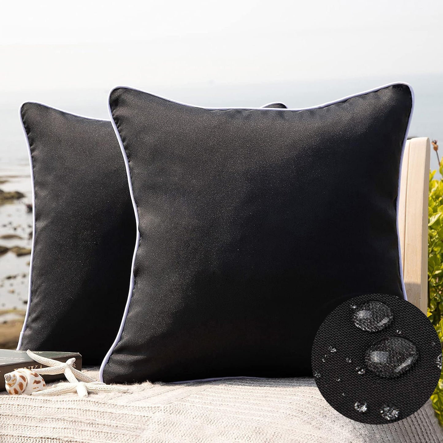 Outdoor Waterproof Throw Pillow Covers Solid Square Cushion Cases Patio Couch Tent Decorative Pillows