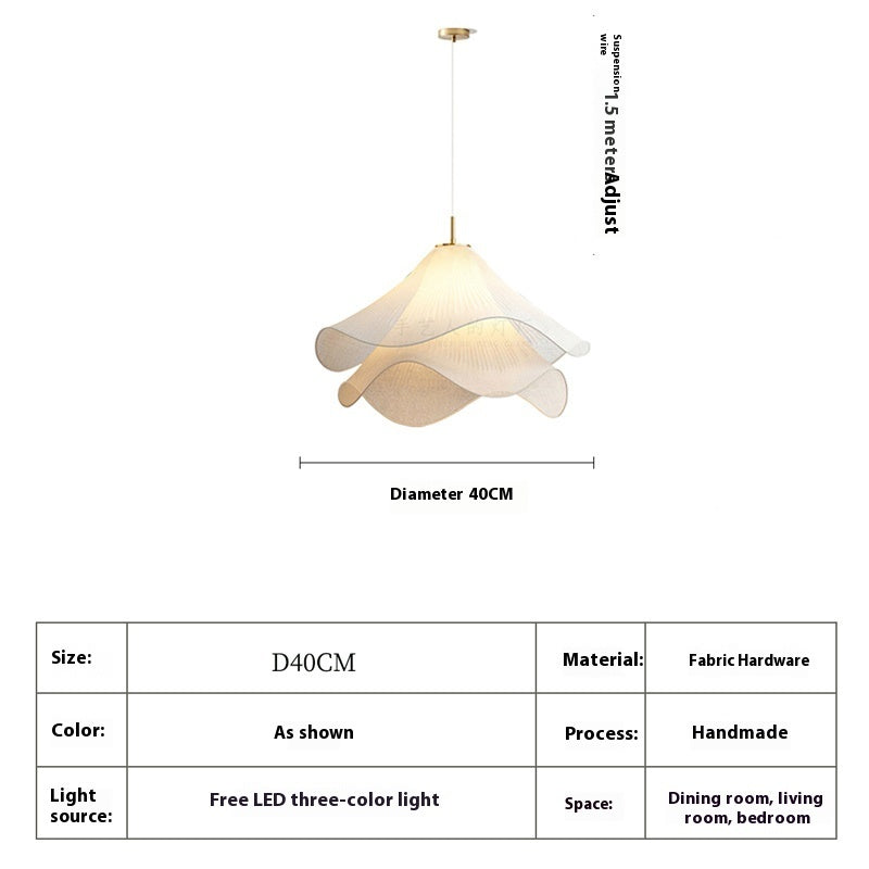 Nordic Cream Fabric Chandelier – High-End Modern Ceiling Light for Living Room, Bedroom & Dining Room