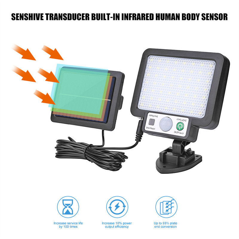 LED Solar Split Wall Lamp Motion Sensor 3 Mode Waterproof Outdoor Garden Garage Security Wall Light