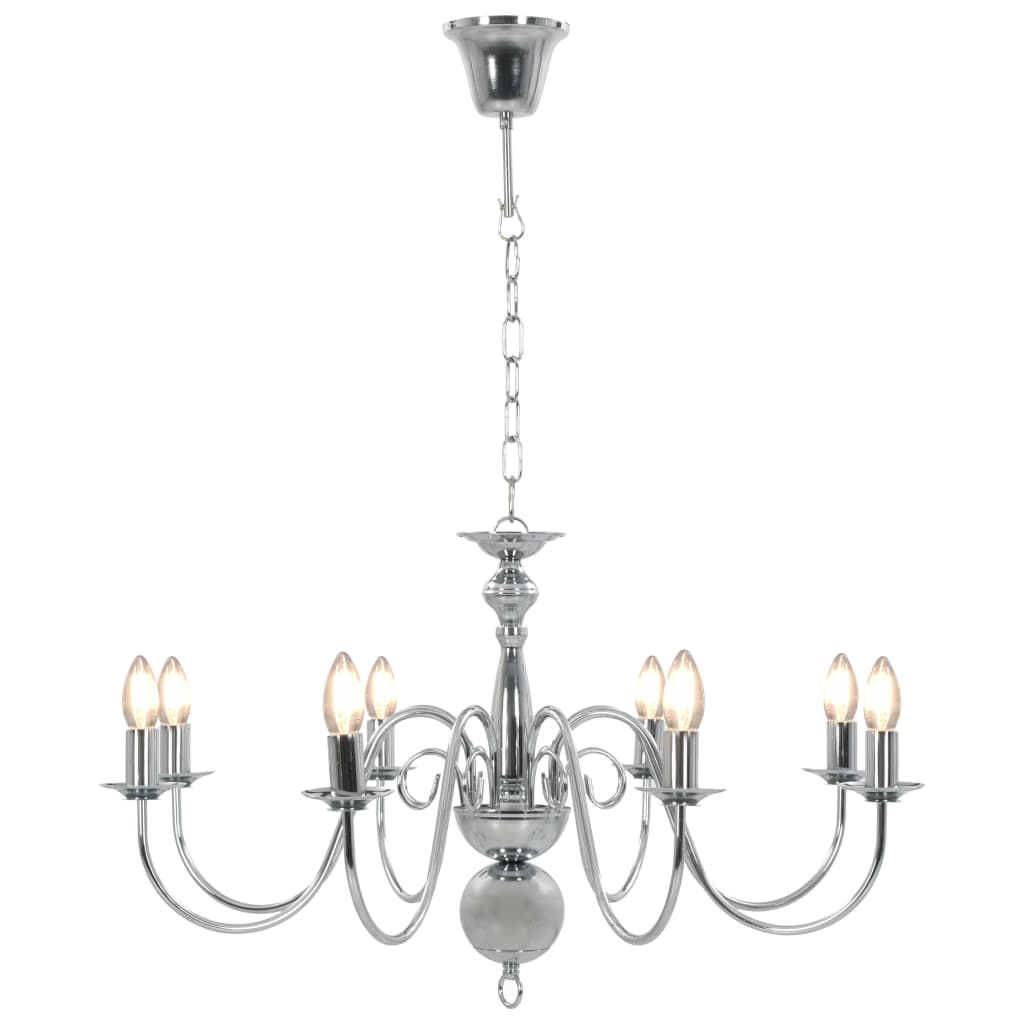 Silver 8-Light Chandelier for E14 Bulbs – Elegant Ceiling Lighting Fixture
