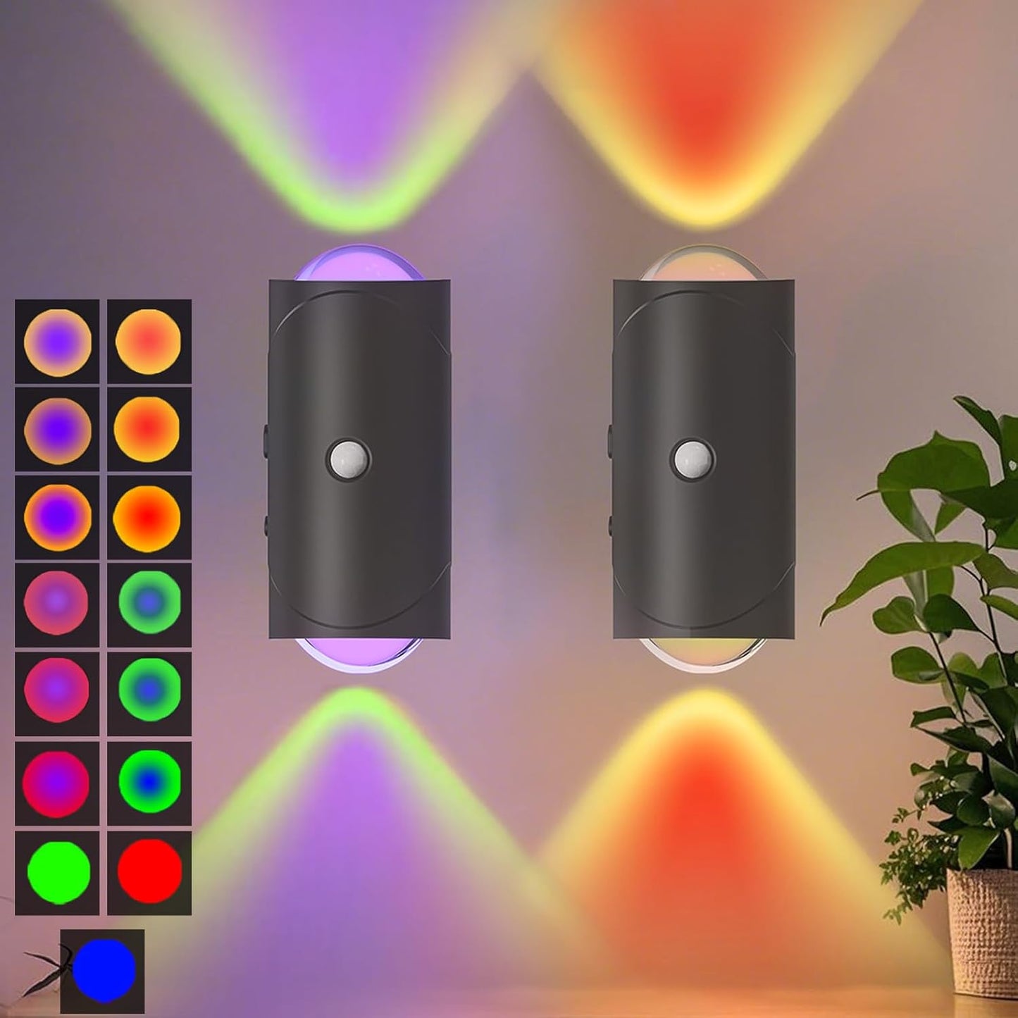 4PCS Color-Sensing Motion Night Lights Magnetic Cabinet Wall Lights with 3 Modes Decorative LED Lighting