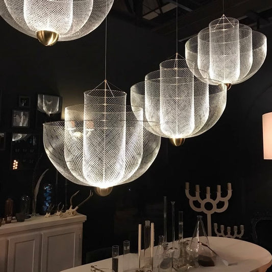 Nordic Iron Mesh Chandelier – Modern Light & Shadow Design