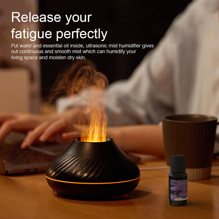 RGB Flame Aroma Diffuser 130ml – 3D Colorful Fire Effect Ultrasonic Humidifier & Essential Oil Diffuser for Home, Bedroom & Relaxation
